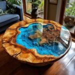 Round Live Edge Epoxy Resin River Table