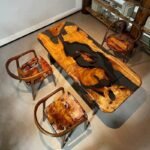 Handcrafted Epoxy Resin Live Edge Dining Table & Chair Set